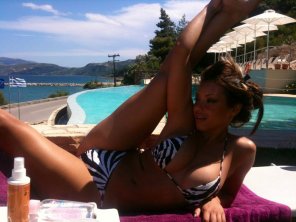foto amadora Sun tanning Vacation Summer Leg 