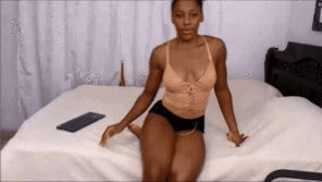 amateur photo 19-yr Old Fit Ebony Teen Flexes Her Muscles