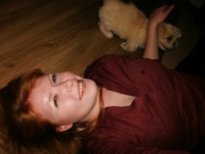 photo amateur Ginger with her puppy