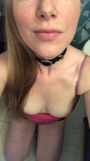 [OC] Collared, tits out, on my knees - this freckled girl is ready ðŸ˜‰