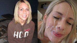 foto amadora Blonde wife before and after she gets creamed