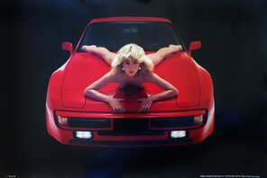 Naked on a Porsche, iconic 80s pinup girl