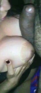 foto amateur for the first time my busty mother in law my wife's mother wants to give a blowjob, suck, lick and kiss a big black cock. Big tits , titsjob. Cock between big tits.