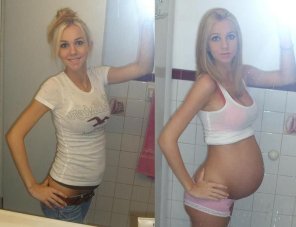 amateur photo Cute blonde before and after.