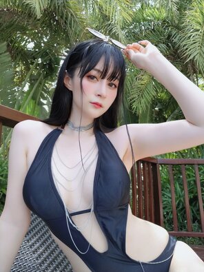 foto amateur Baiyin811 (白银81) - Black Bikini 2 (6)
