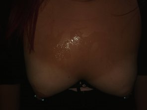 amateur pic Load on my fiance's chest