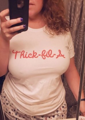 [OC] One of my fans bought me a new shirt! Really makes my 36J tits pop, right?