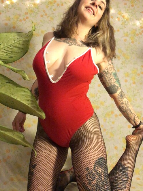 Red bodysuit & fishnets :)