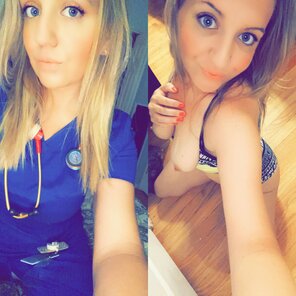 zdjęcie amatorskie Hoping to make you smile both in and out of my scrubs. Did it work?! ðŸ˜ [f] [oc]