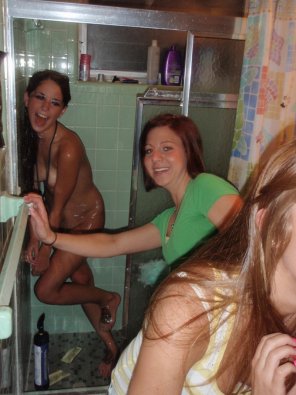Caught in the shower by her friends