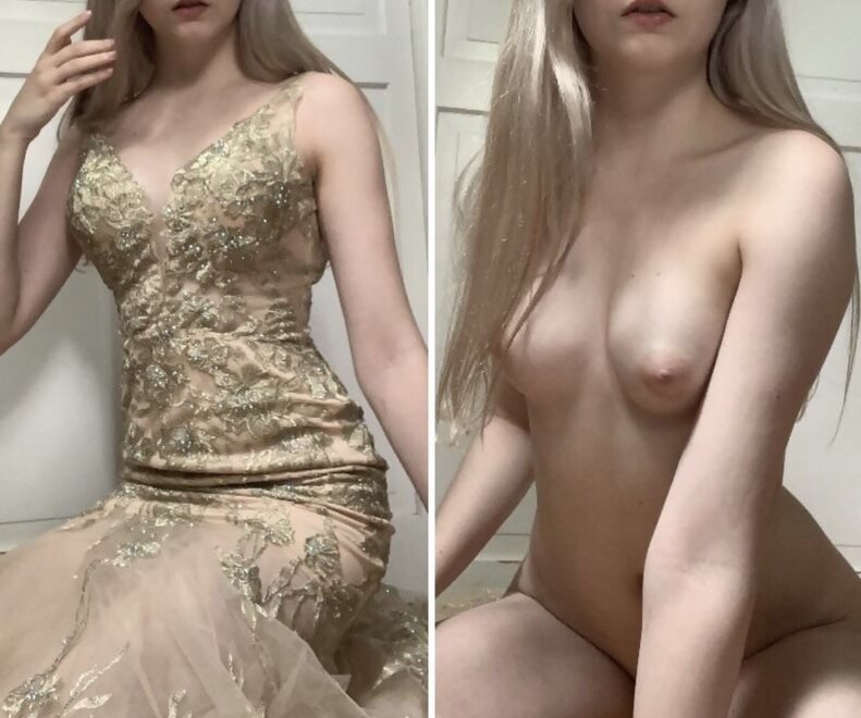 Another of the sexy teen in and out of her prom dress