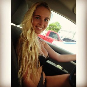 Bikini car selfie