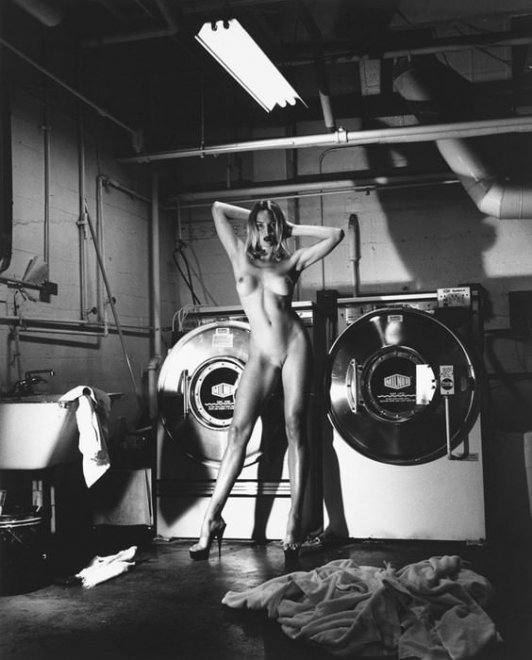 Helmut Newton 'DOMESTIC NUDE III: IN THE LAUNDRY ROOM AT THE CHÃ‚TEAU MARMONT, HOLLYWOOD', 1992