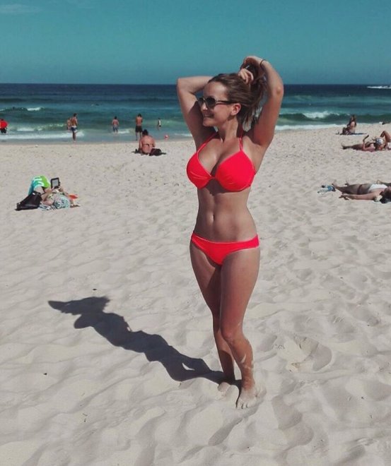Red bikini on beach