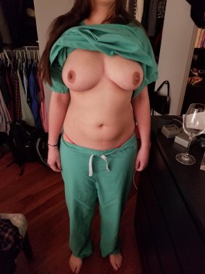 amateur photo My wife showing what's beneath her top