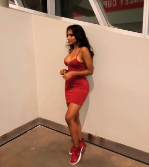 amateur pic Red Dress & Sneakers!