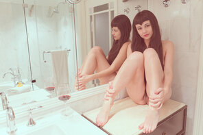 amateur photo Sofa Jade [F] on bathroom counter [OC]
