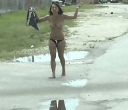 amateur photo Pranking their topless friend in public 