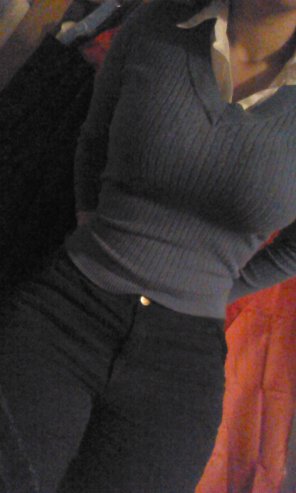 foto amateur Ribbed Sweater