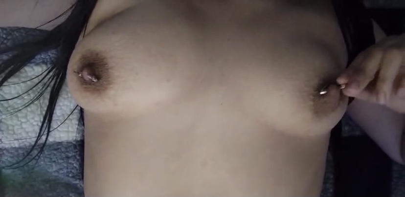 Latina Pierced Tits - Hot Latina plays with nipple piercing Porn Pic - EPORNER