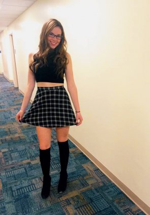 photo amateur Plaid skirt