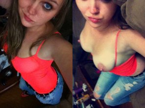 foto amateur Tits and a hot pink tank