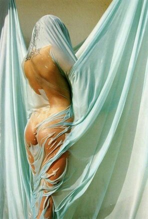 zdjęcie amatorskie Nude Draped in wet cloth