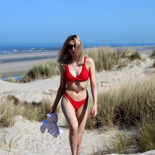 Pale blonde at the beach