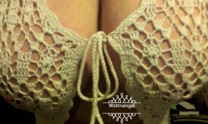 zdjęcie amatorskie Just One Nipple Poking Out On My Knit Sweater