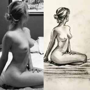 amateur pic Nude wife vs self portrait