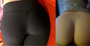 photo amateur Yoga pants on and off