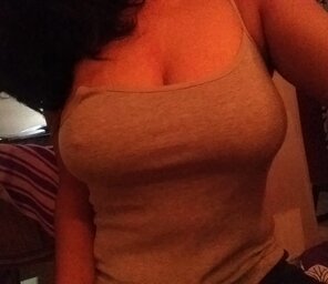 amateur photo Tight tank tops in winter.