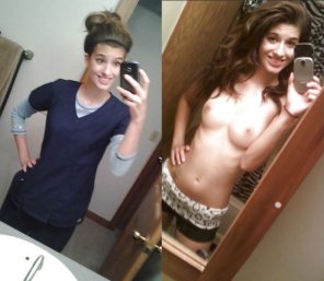 amateur photo In And Out Of Her Scrubs