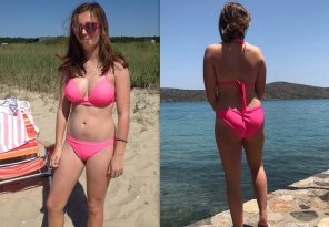 amateur pic Pink Bikini Back and Front