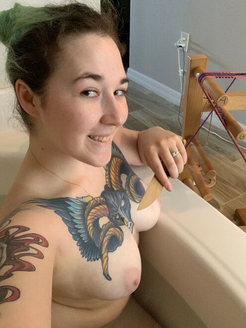 Having a little soak while I weave. Cause why not?
