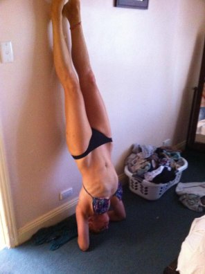 amateur pic Doing the washing upside down