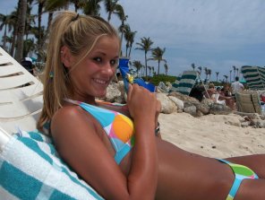 foto amadora Sun tanning Vacation Bikini Summer Beach 