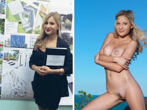 zdjęcie amatorskie Ukrainian beauty Darina Litvinova, a former architect turned nudie model