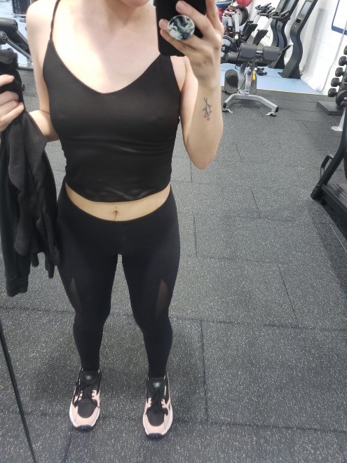 I was asked to go to the gym without a bra on, so here I subtly am [f]