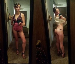 amateur photo Skinny, raven haired girl front and back