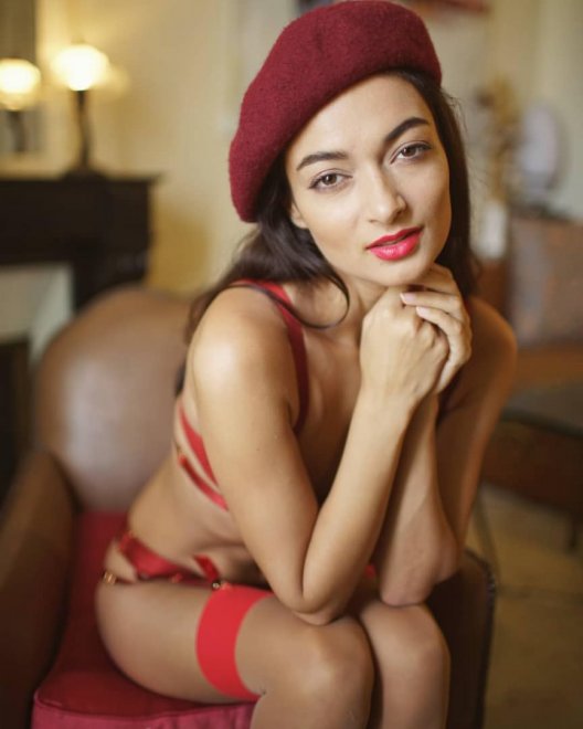 Red stockings with French accent