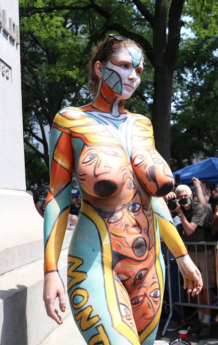 Giant boob body paint