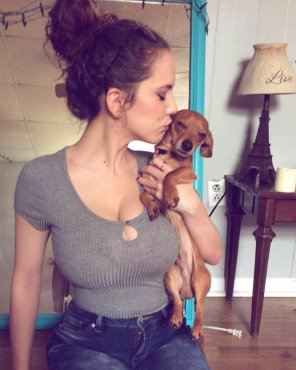 amateur photo PictureBusty girl likes her dog