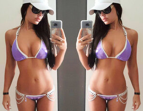 photo amateur Sarah Kantorova Real Estate Agent Purple Thong Bikini