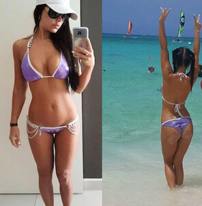 amateur pic Sarah Kantorova Real Estate Agent Purple Thong Bikini