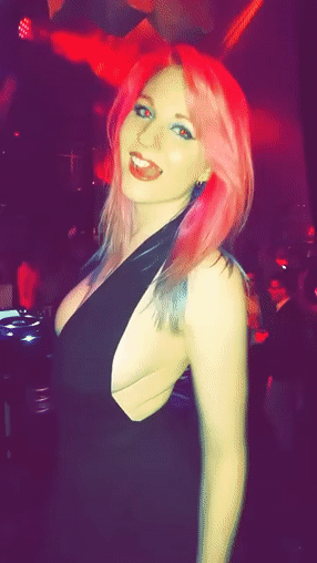 Red Girl - Naughty red hair girl flashes in the club