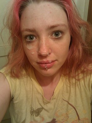 amateur photo Pink Hair Pierced Lip Facial Selfie