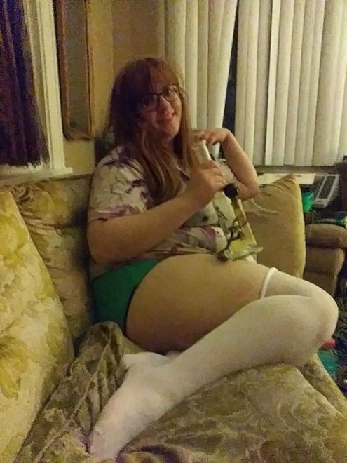 Doing bong hits in stockings [f]