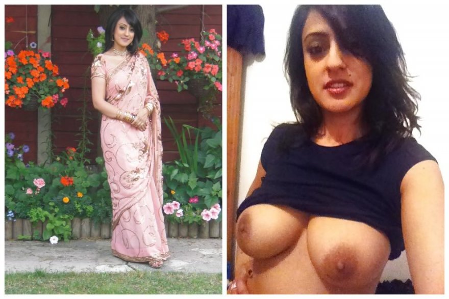 NR Indian girl in fancy sari and when off