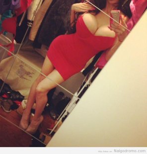 foto amadora Red dress
